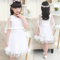 Child White Yarn Skirt Summer Girl Dress Girl Pink Dress Girl Pink Dress With Shawl Kid 3-12 Year Old Princess Dress