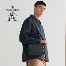 PORTER flagship store herringbone pattern nylon wear-resistant double main bag multi-sandwich mens and womens shoulder bags Messenger bags commuter