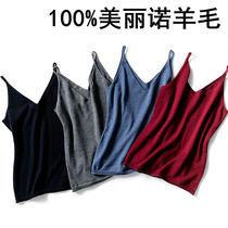 Knitted camisole womens Merino wool suspender foreign trade knitted vest outside wear inside tie base shirt top