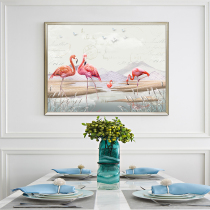  Nordic style living room decoration painting Flamingo aisle hanging painting Sofa background wall triptych Modern dining room mural