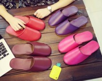 Haining leather slippers for men and women Baotou cotton home Spring Spring Autumn floor indoor beef tendon non-slip custom Logo