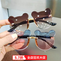 Childrens glasses sunglasses anti-UV male and female fashion cute baby Cubs Ears Ink Mirror Styling
