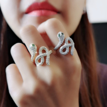 Fashion Super Flash snake ring ring opening personality Korean version of Joker living mouth index finger Net red atmospheric nightclub