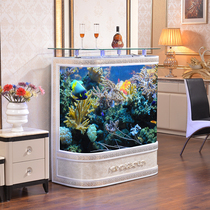 Semi-circular fish tank aquarium household living room floor European style medium and large water-free ecological wall column acrylic