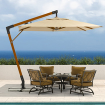 Outdoor parasol Courtyard Garden balcony Villa high-end large sun umbrella Club Swimming pool leisure 7 word solid wood umbrella