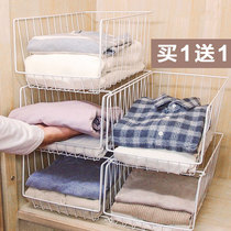 Wardrobe storage layered partition shelf hanging clothes basket cabinet partition wardrobe finishing artifact