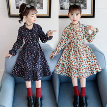 Girls cotton skirt 2022 new spring and autumn dress in the big boy foreign gas floral skirt childrens dress girl long skirt