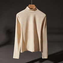 DOAH thermal underwear white long sleeve thin autumn and winter loose Joker simple semi high neck base shirt womens top