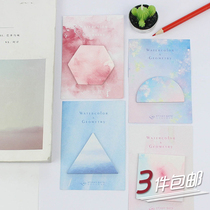 3 pieces of the letter Lovers Watercolor Geometric Convenience Stick Fresh Defecation to Tear Up Matter N Post