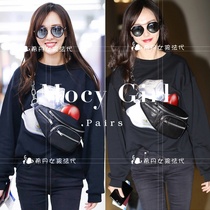 sandro asw round neck sweater female 2021 new autumn winter loose casual black long sleeve Joker top tide