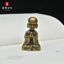 Chinese classical desk characters ornaments meditation small monk Zen space pure copper collection retro old