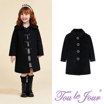 Toulejour Girls Noble Mid-length Thick Warm Handmade Bead Buckle Coat Coat