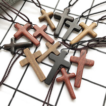 Cherish cross necklace red sandalwood green sandalwood pendant believers co-workers Christmas fashion casual accessories