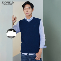 SCOFIELD spring and autumn sweater vest sheep wool sleeveless inside and outside can be worn mens V-neck sweater vest