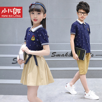 Summer childrens school uniform skirt One two three grade boys and girls Middle school big school primary school class uniform Short sleeve sports suit