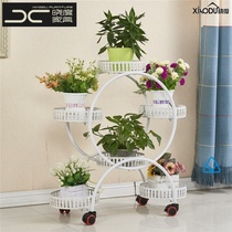 Indoor wrought iron living room floor-standing garden mobile floor stand balcony large pulley simple small