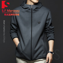 Spring and autumn thin mens loose casual jacket stand-up collar high-end trend business hooded hot-free jacket top men