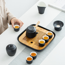 Kung fu tea set household Japanese living room simple ceramic tea plate light luxury modern gift box customization