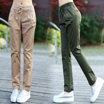 Womens pants 2021 new spring and summer pure cotton straight summer versatile thin section sports Harun casual trousers womens pants