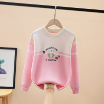 Girls sweater thickened winter 2021 new Korean version Childrens knitted undershirt pure cotton big childrens childrens clothes