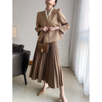  taupe store thin crotch three-piece pleated skirt million years classic skirt handmade waist all-match style