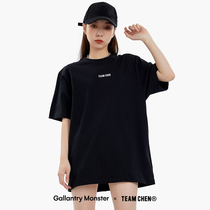 TEAM CHEN joint short-sleeved mens crew neck summer fashion brand simple printing solid color loose couple T-shirt women