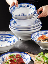 Chinese noodle restaurant flour noodle bowl Plastic bowl Commercial beef ramen bowl Belair classical white blue and white imitation porcelain tableware