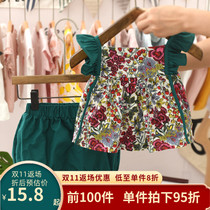 Girls suits summer clothes 2022 new Korean version of the net red tide super foreign fashion childrens tide clothes female baby two-piece suit