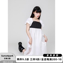 sunsetpark original skirt women 2021 new summer black and white color love pearl shoulder strap dress