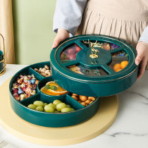 Nordic Elk Deer Ceramics Home Multilayer split Candy Dried Fruit Pan Box Snack Nut Containing Box Double with lid
