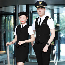  Men and women with the same short-sleeved professional suit 2019 summer new fashion temperament stewardess uniform female security overalls