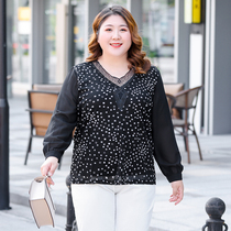 2022 autumn new 4050-year-old mother wear small shirt large size middle-aged women 200 catties long-sleeved top foreign style