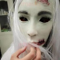  Female ghost mask with hair cos horror ghost baby film and television performance haunted house props Halloween vampire scary cover