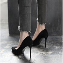 Shoes female students Korean version of high heels female stiletto 2019 new pointed toe all-match black girls single shoes female