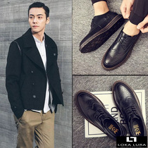 Tide brand mens Brock shoes British style retro business dress Joker Korean fashion casual leather shoes leather leather