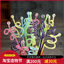 Mixing stick Acrylic color core bartending stick Juice mixing stick Spiral mixing stick 10 pieces color heart art stick