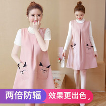 Mobile phone computer work to work ethnic protection radiation-proof clothes bellbelly summer gestation women dress with dress and two sets of autumn