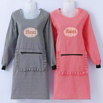 Household cotton long-sleeved apron kitchen anti-oil and waterproof cover