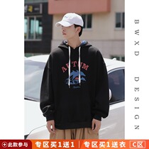 2019 Autumn New Japanese cartoon print hooded sweater mens pullover ins Korean trend coat