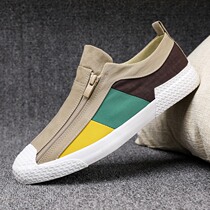 Autumn new one-foot canvas shoes men trend piece soft soles casual shoes men and Korean version do not wear tide mens plate shoes