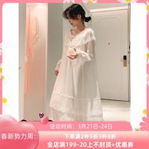 Japan Gelato Sleeping Dress Princess Wind Woman Long Sleeve Modale Web Veil Court Tinder Windlace Pyjamas Long Dress