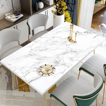 Nordic simple pure white marbled dining tablecloth waterproof and oil-proof home padded non-slip pu leather dining table