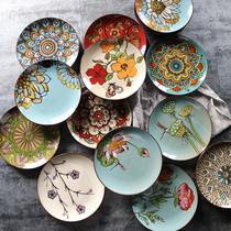 Creative disc hand-painted art ceramic family decorated fruit plate net red photo plate with fish plate personality