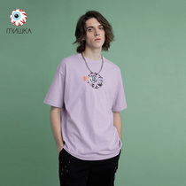 Mishka big eye ball tide card 2021 autumn and winter small LOGO print round neck short sleeve T-shirt men and women