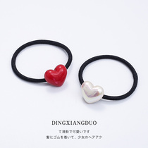 Net red ins cute love head rope female hair rope simple headgear Korean tie hair rubber band Little girl rubber band