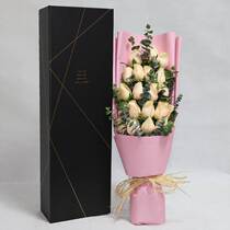 Flowers Courier 19 champagne roses gift box birthday confession gifts National City distribution Beijing Shanghai Guangzhou