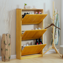 Flip-bucket shoe cabinet solid wood dust-proof shoe cabinet minimalist modern multilayer lockers ultra slim large capacity Guan Guan Door Hall Cabinet