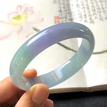 Natural ice species spring color jadeite bracelet round bar old pit Burmese floating purple jade bracelet s goods imperial concubine jade bracelet female models