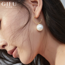 Sterling silver imitation large pearl earrings vintage Port wind commuter earrings stud earrings earrings 2021 new fashion personality net red