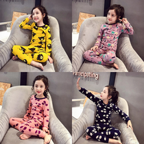 Girls  home clothes new winter childrens thermal underwear two-piece set plus velvet autumn clothes autumn pants pajamas girl suit